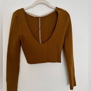 Open back cropped sweater
